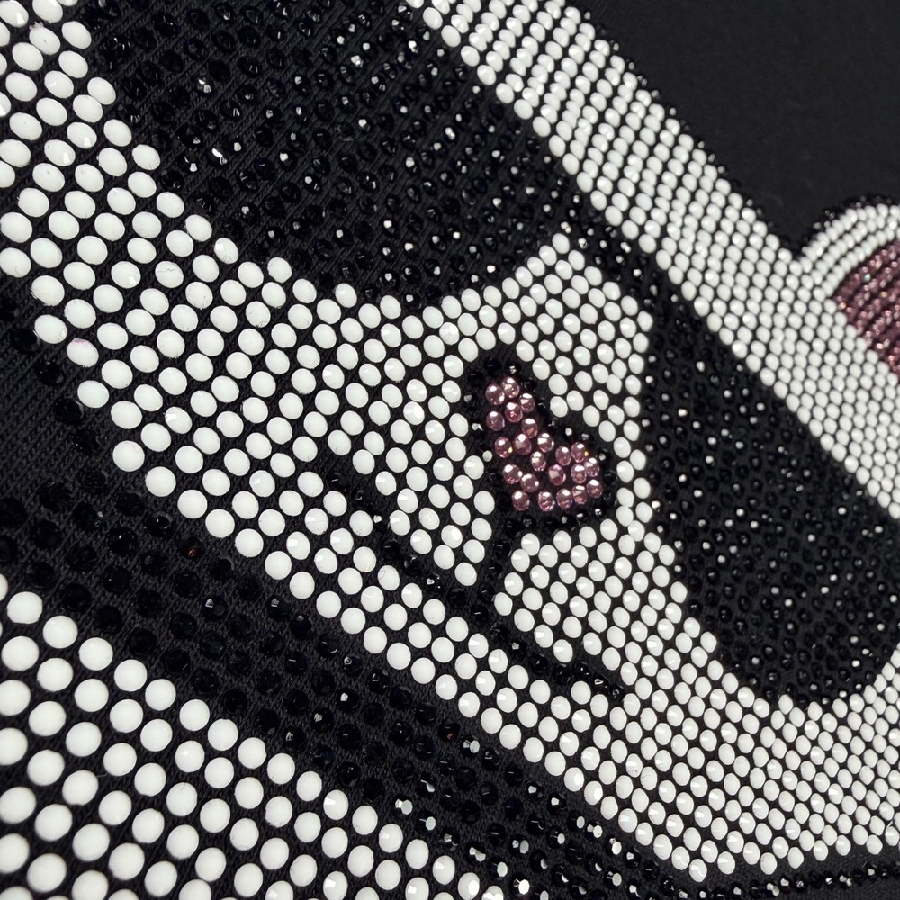 Karl Lagerfeld Paris Choupette T-Shirt Womens Large Black New Rhinestone - Picture 3 of 8